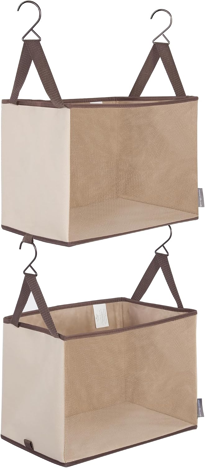 Ashenby 2-Shelf Hanging Closet Organizer, Cloth Hanging Closet Shelf, 1.4 pounds, Beige