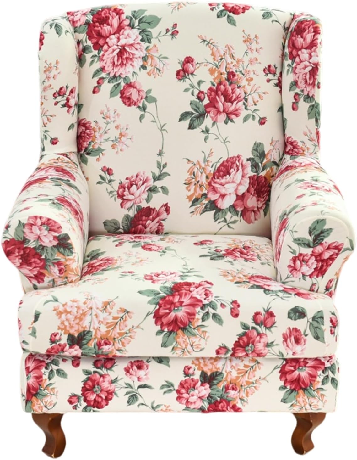 Barleyfield Wing Chair Slipcovers Stretch Wingback Chair Covers Printed 2 Pieces Wingback Armchair Slipcover Elastic Chair Slip Covers Washable