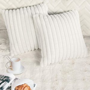Aldernest 2 Pack 26x26 Pillow Cover Velvet Pillow Covers, White