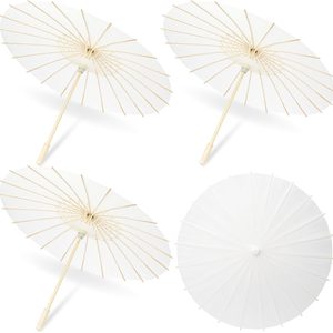 Ashenby 4 Piece 23.6 Inch White Paper Umbrellas, Chinese Japanese Oiled Paper Parasols, 14 ounces