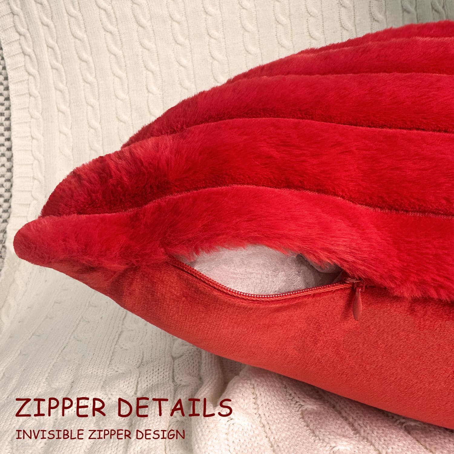 Aldernest 2 Pack 26x26 Pillow Cover Velvet Pillow Covers, Red