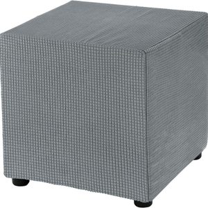 VelloHome Square Ottoman Cover 18x18x18inch Stretch Polyester Washable Ottoman Slipcovers Elastic Foot Stool Foot Rest Protector for Living Room