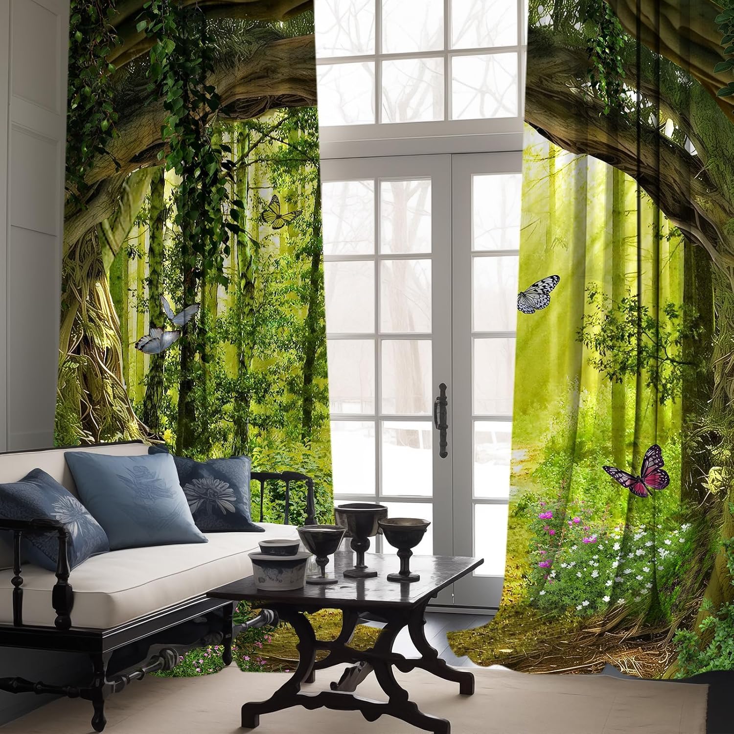 Tanglewick Enchanted Forest Blackout Curtains, Spring Drapes 84 inches length 2 Panels, 1.43 kg