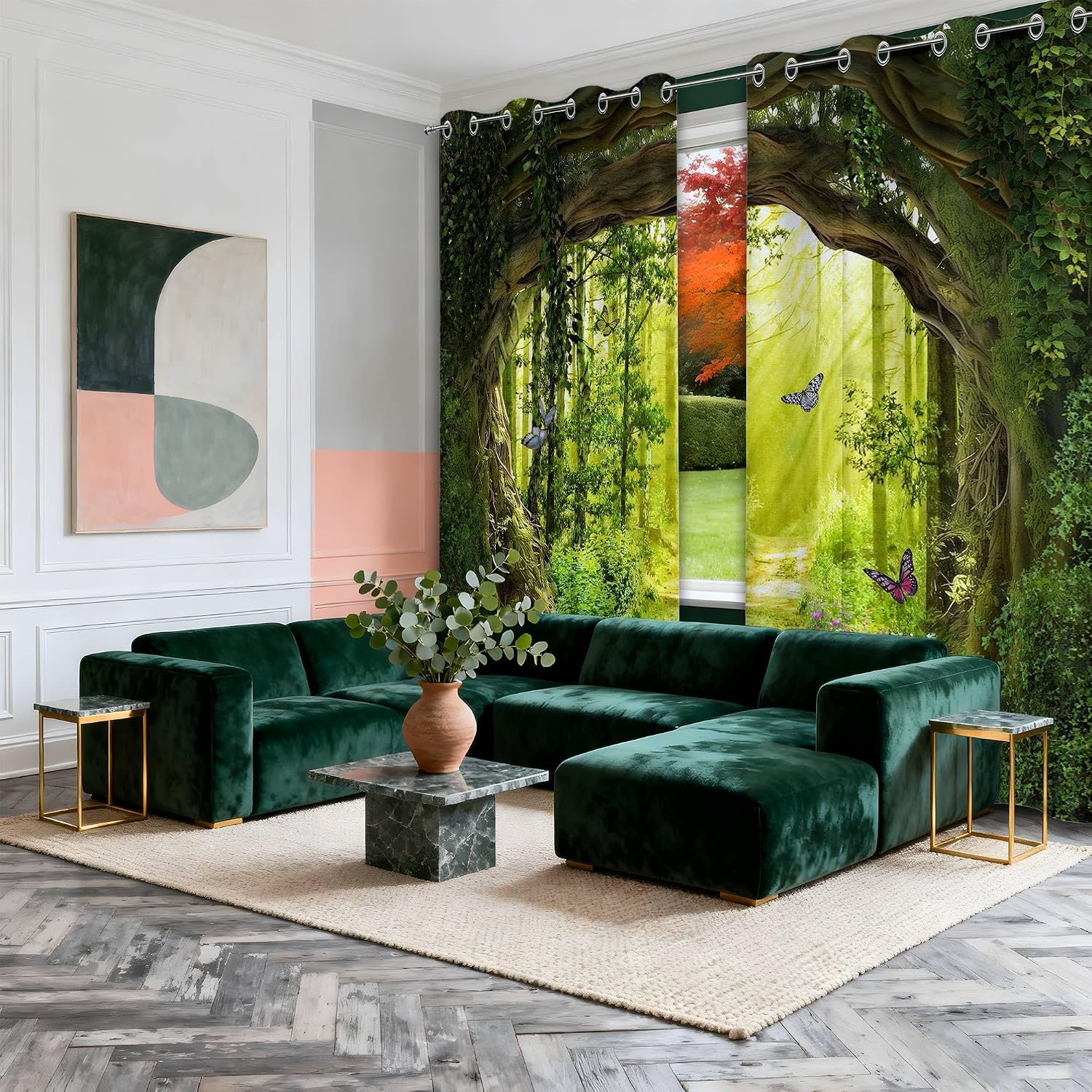 Tanglewick Enchanted Forest Blackout Curtains, Spring Drapes 84 inches length 2 Panels, 1.43 kg