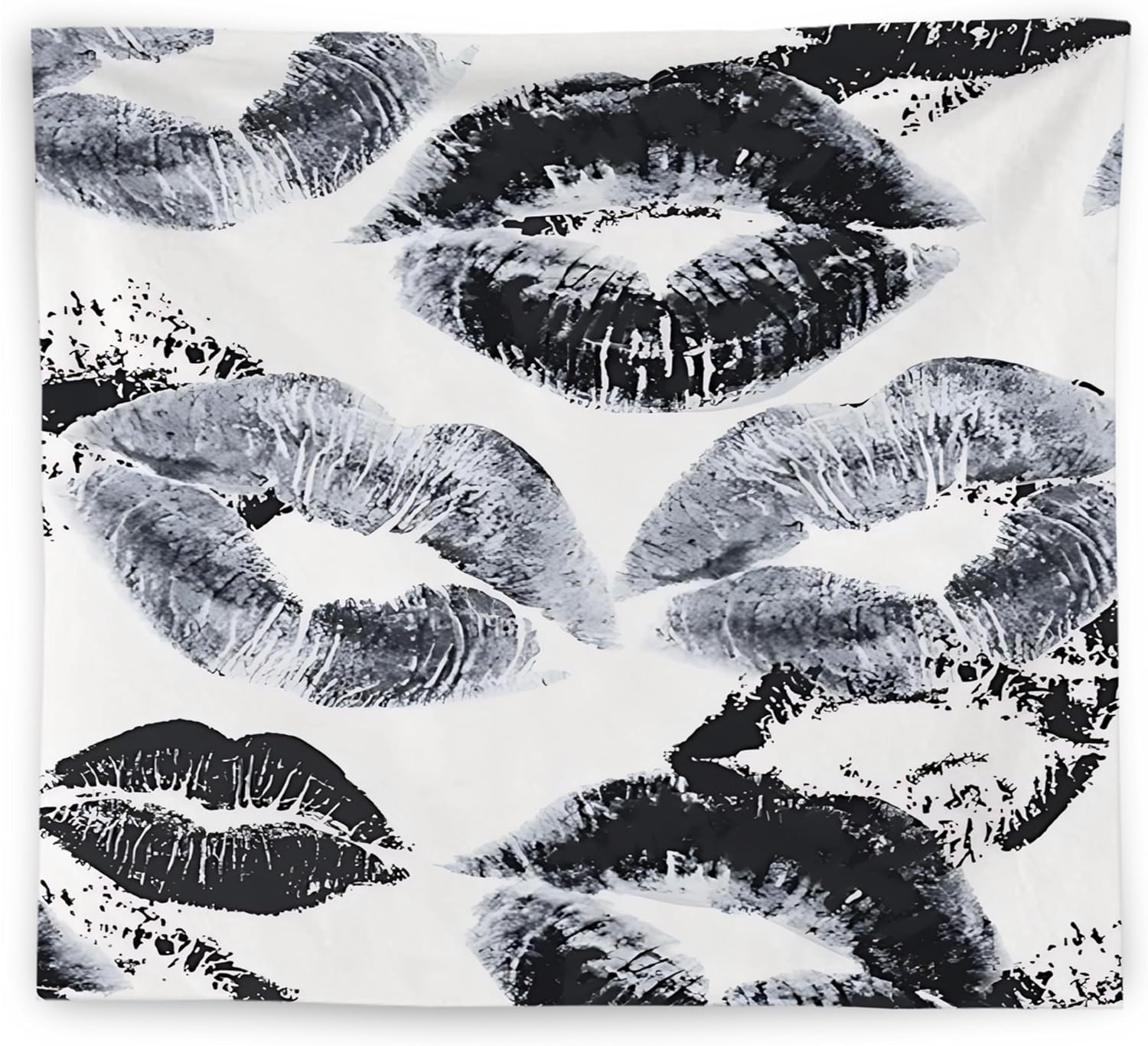 Aldernest Trendy Black and White Kiss Lips Tapestry Wall Hanging, 0.32 kg, 50"L x 60"W