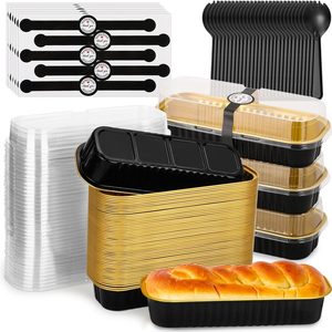 Ashenby 60 Pack 6.8oz Mini Loaf Baking Cake Pans with Lids, 0.88 kg, Black