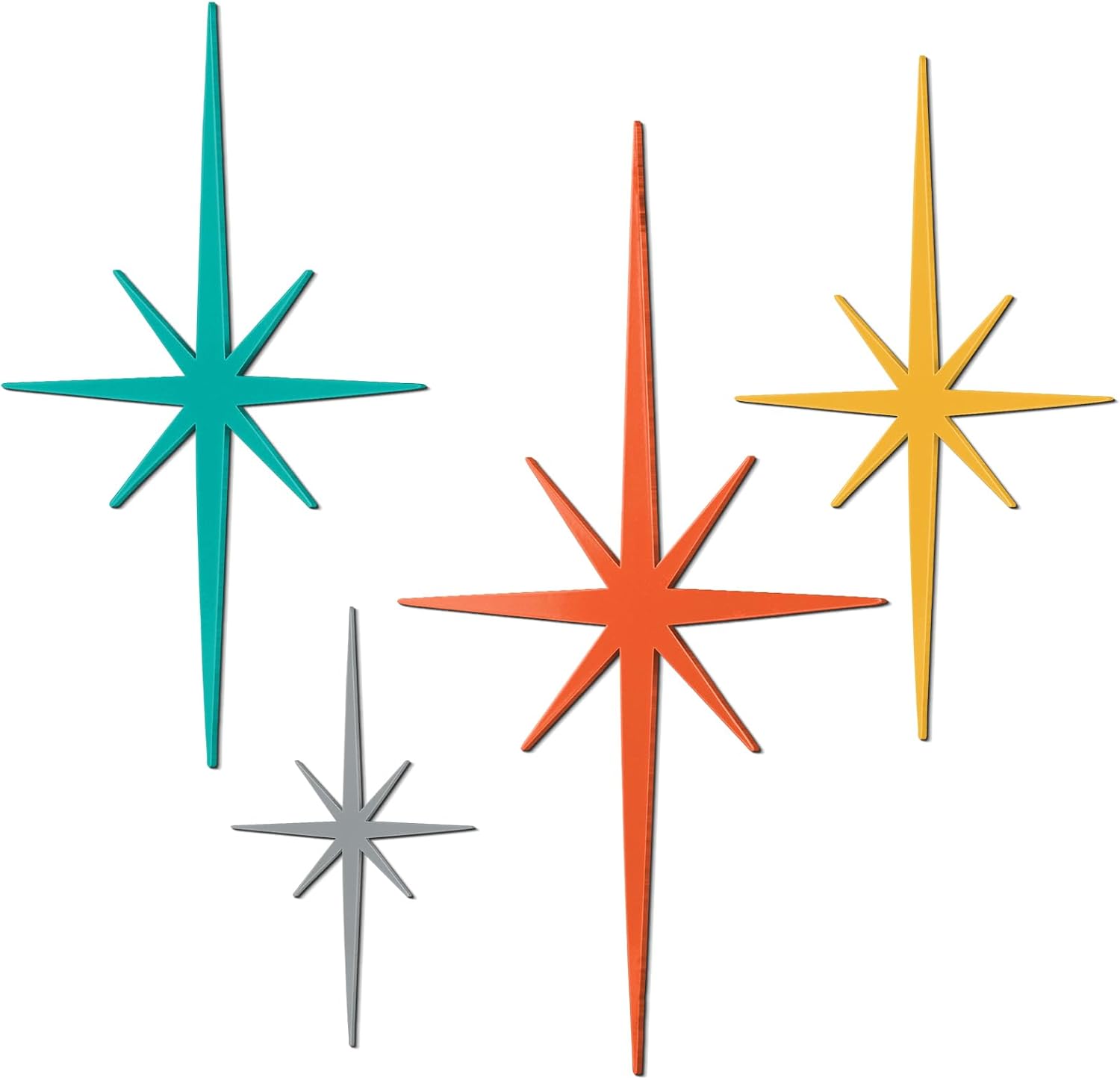 Quillstone 4 Pcs Starburst Shaped Wall Decor Mid Century Modern Art, Retro, 4.96 ounces, 13.78 x 7.09 inches