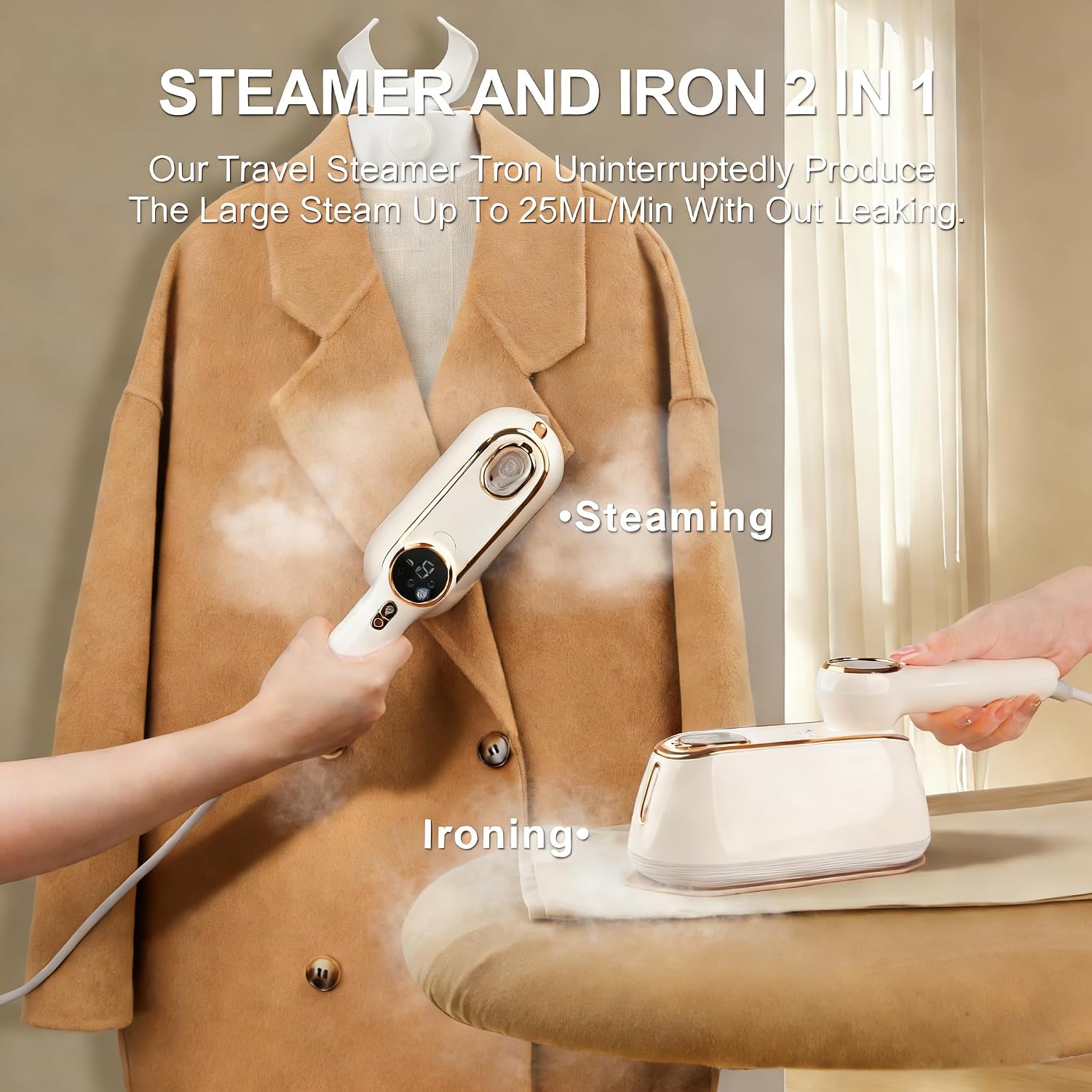 Aldernest Travel Steamer for Clothes Portable, White