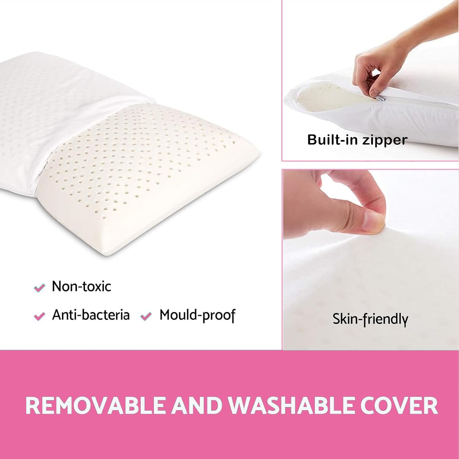 Aldernest 100% Talalay Latex Pillow Bed Pillow for Sleeping, 2.4 pounds, Standard (High Loft), White
