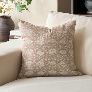 Aldernest Floral Pillow Covers 18x18 Decorative Throw Pillow Covers Floral Block Print Farmhouse Vintage Neutral Pillow Cover for Living Room Couch