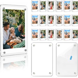 Ashenby 21 Pack Acrylic Magnetic Picture for Refrigerator, Polaroid Frame, 2.36 x 3.54 inches, Clear, 20 Count