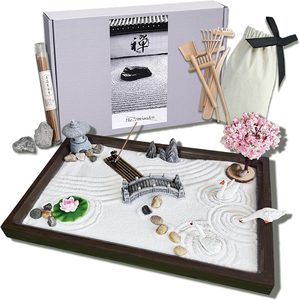 Barleyfield Zen Garden Kit for Desk Decor. 11x7.5'' Beautiful Japanese Mini Zen Garden Meditation Gifts Set for Home,Office Desk＆Meditation Room.6