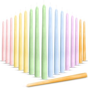 Ashenby 16 Pcs Pastel Taper Candles, 10 Inch Tapered Smokeless, 24 Count