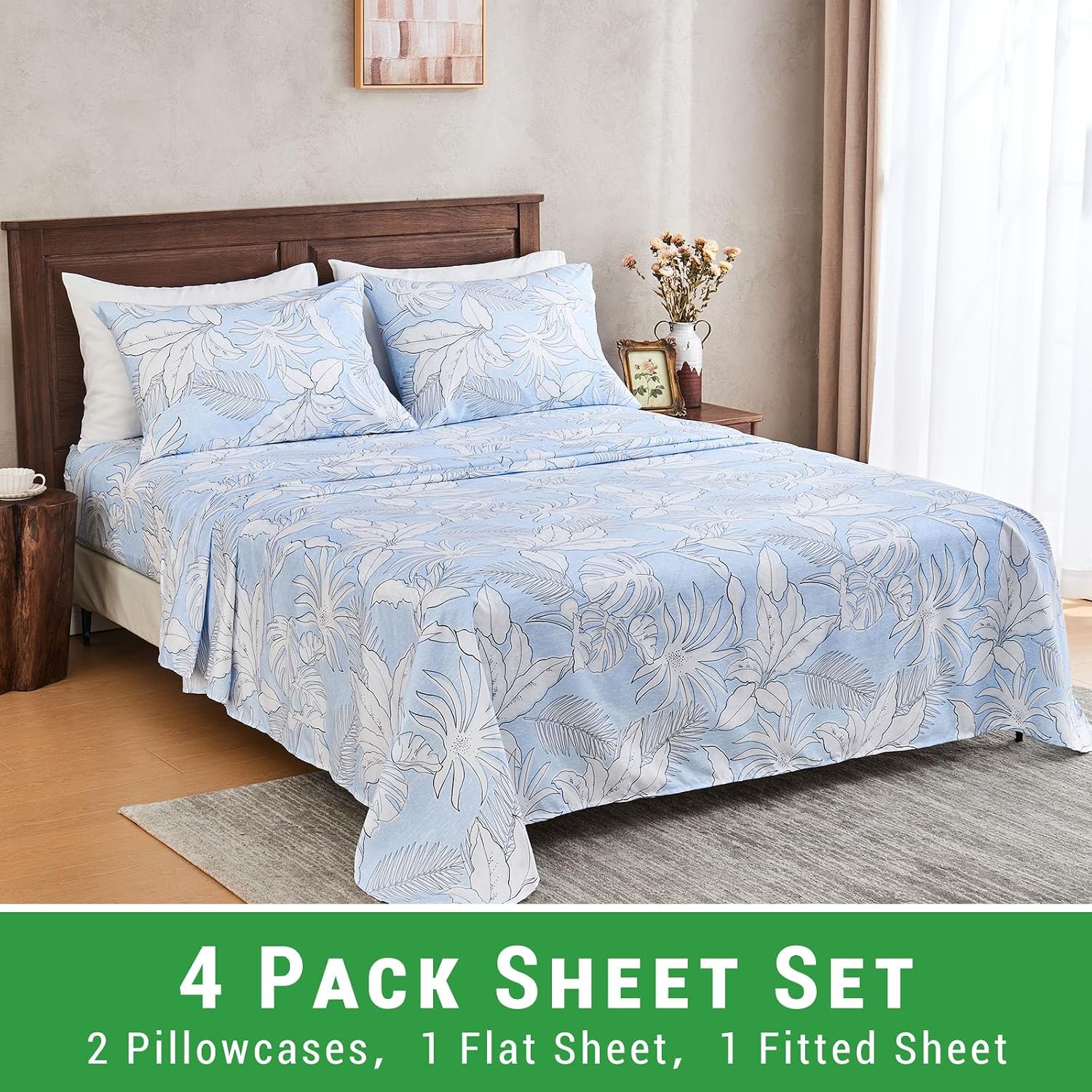 Aldernest 4PC Deep Pocket Queen Sheet Set Fit 16", 1.27 kg