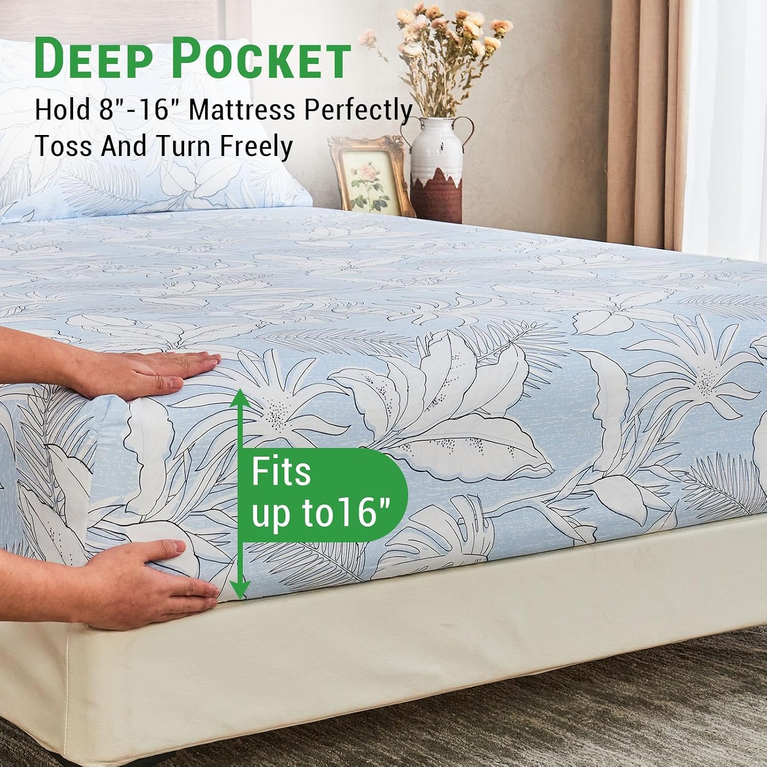 Aldernest 4PC Deep Pocket Queen Sheet Set Fit 16", 1.27 kg