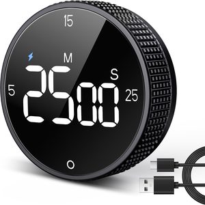 Barleyfield USB Rechargeable Magnetic Kitchen Timer for Cooking, Glossy Black