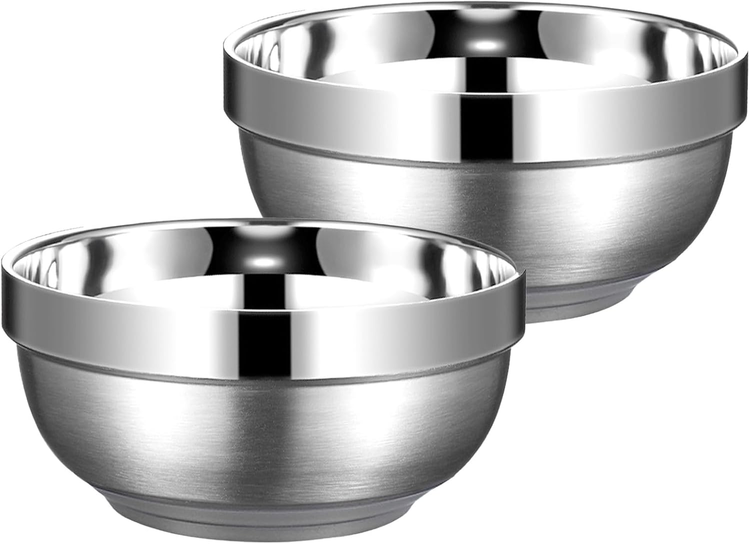 Aldernest Set of 2 Heat Insulated Stainless Steel Bowls, SUS 304, 6.88 ounces, 12 oz