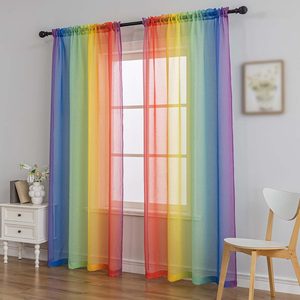 Ashenby Rainbow Sheer Curtain Panels, Light-Filtering Decorative Curtains, 14.08 ounces, 52"W x 63"L (Pack of 2)