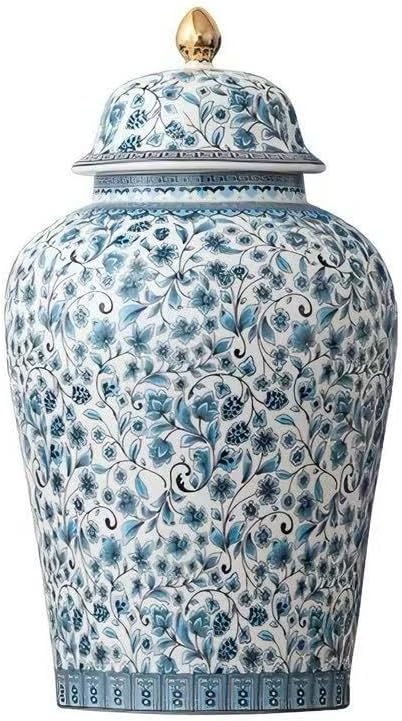 Aldernest Blue Flower Urn Adult Ashes Ceramic Large 200Cubic inches, 2.7 pounds