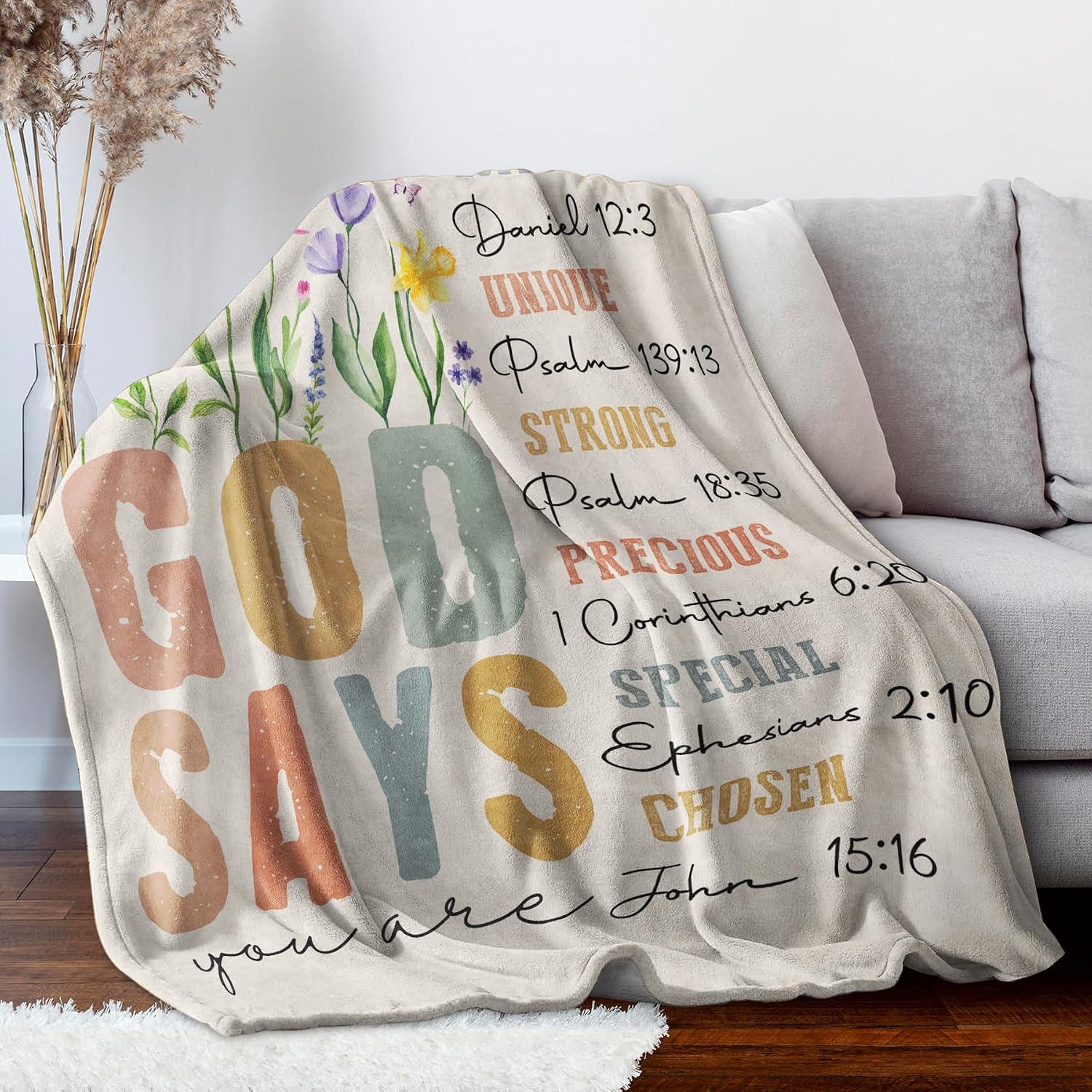VelloHome Gifts for Women, Birthday Inspirational Christian Blanket, 60"x50", Beige