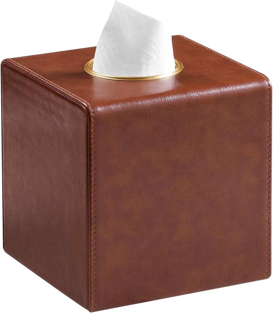 Barleyfield Square Tissue Box Cover with Magnetic Closure, Brown, 1.4 pounds