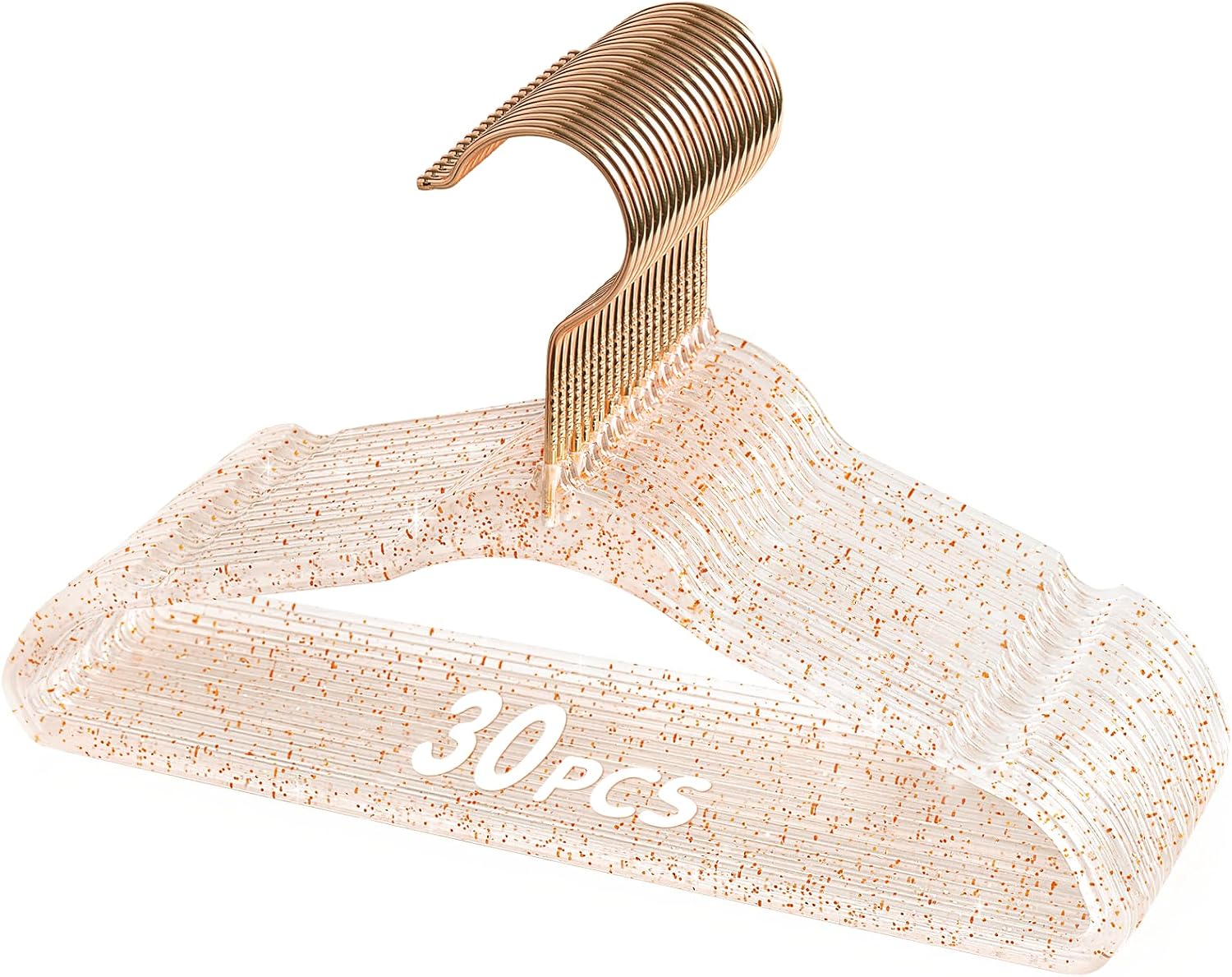 Barleyfield Acrylic Baby Glitter Hangers, 11 Inch, Pink, 30 Pcs, Small