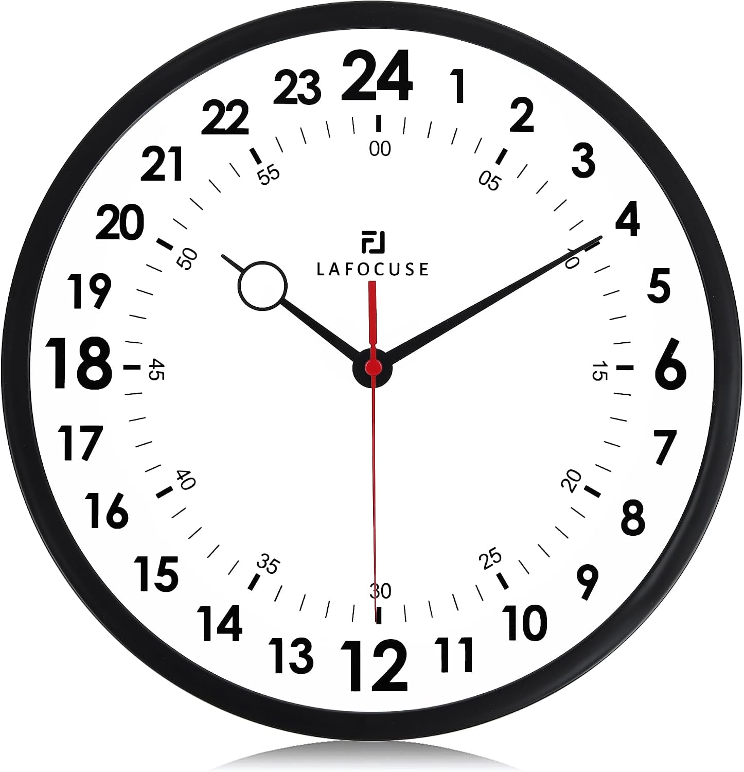 Ashenby 12 Inch Silent Black 24 Hour Wall Clocks Battery Operated, Diameter: 12"(30 cm)