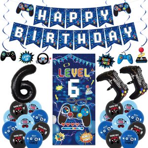 Ashenby Blue 6th Birthday Decorations for Boys, Blue, Black