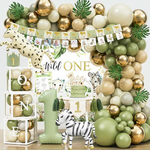 Barleyfield Wild One Birthday Decorations Party Supplies, Green