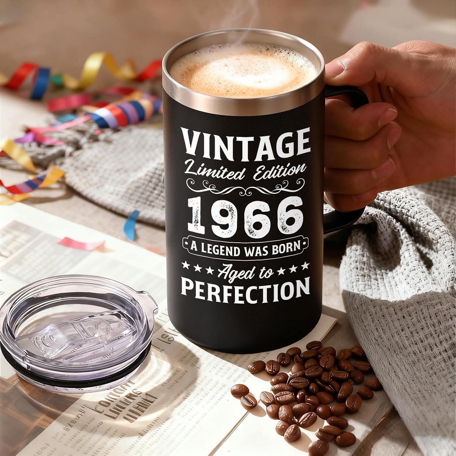 Aldernest 60th Birthday Gifts, Vintage 1966 Aged To Perfection 20oz Insulated Coffee Mug, 0.44 kg