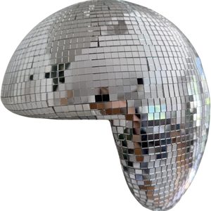 Aldernest Melted Disco Ball Decor, 8in Silver Mirror Sculpture for Shelf, 0.51 kg