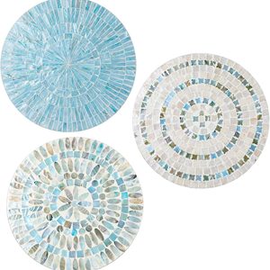 Ashenby 3 Pcs 11.8'' Blue Mother of Pearl Shell Plate Coastal Wall Art, 3.3 pounds, Costal Style