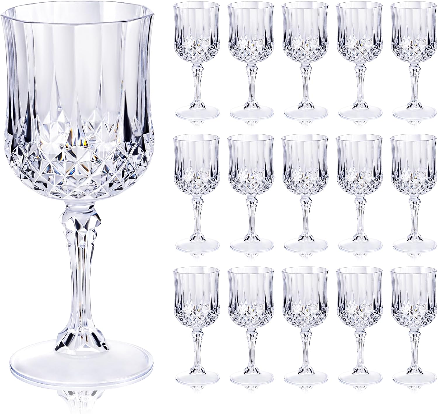 Ashenby 24 Pack Plastic Wine Glasses, 7 oz Clear Plastic Goblets for Parties, 3.8 pounds