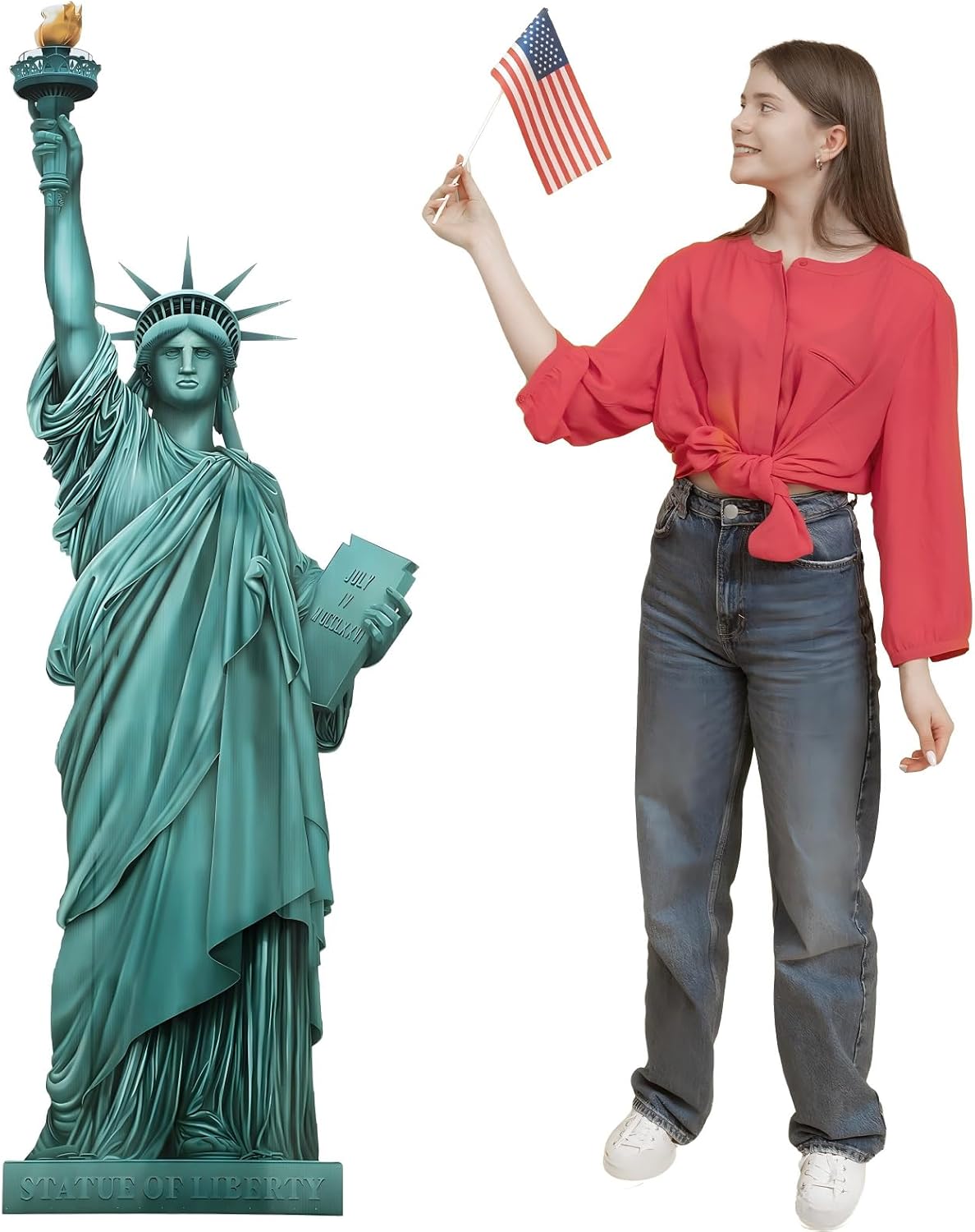 Birchmont 5 ft Statue of Liberty Cutout New York Themed Party Decoration, Green