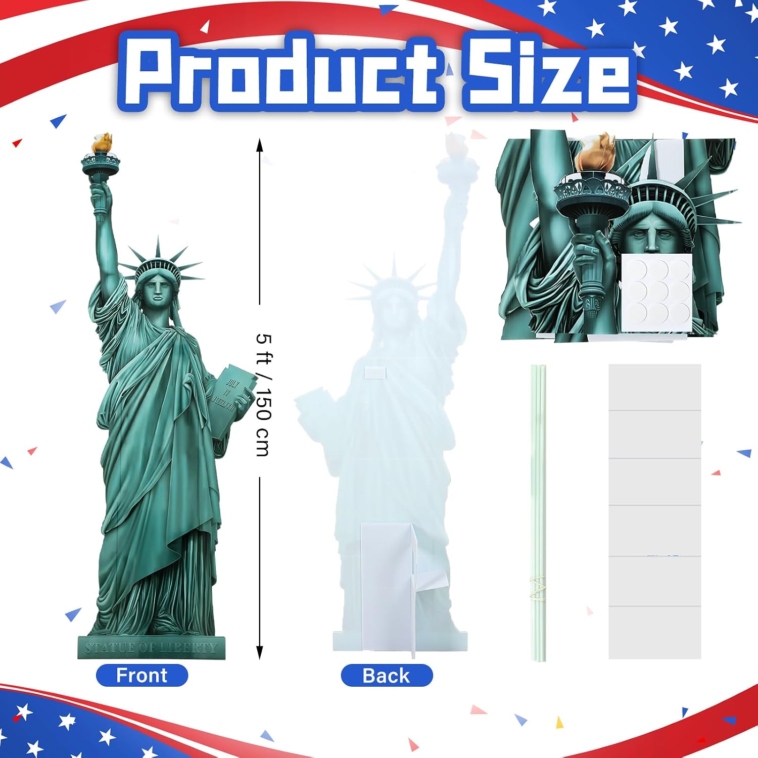 Birchmont 5 ft Statue of Liberty Cutout New York Themed Party Decoration, Green