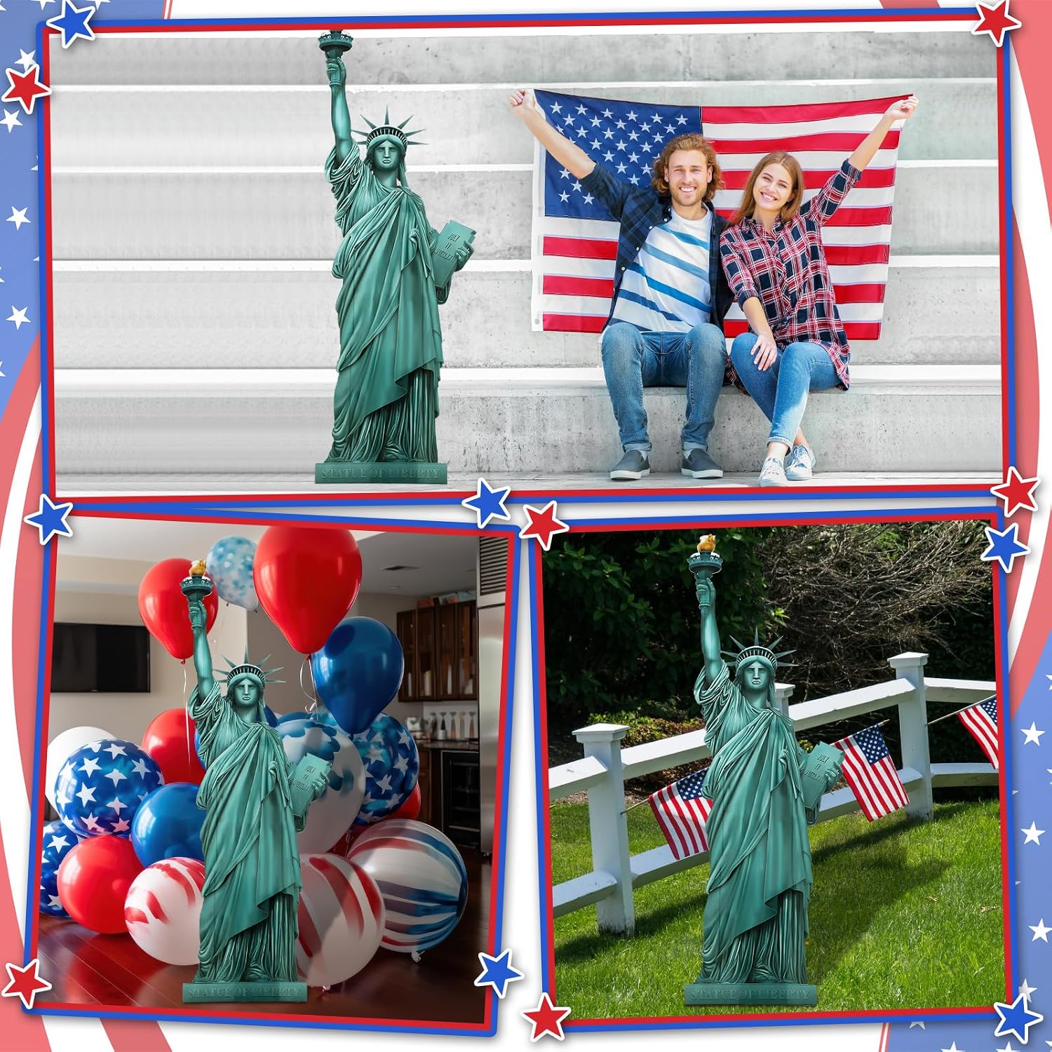 Birchmont 5 ft Statue of Liberty Cutout New York Themed Party Decoration, Green