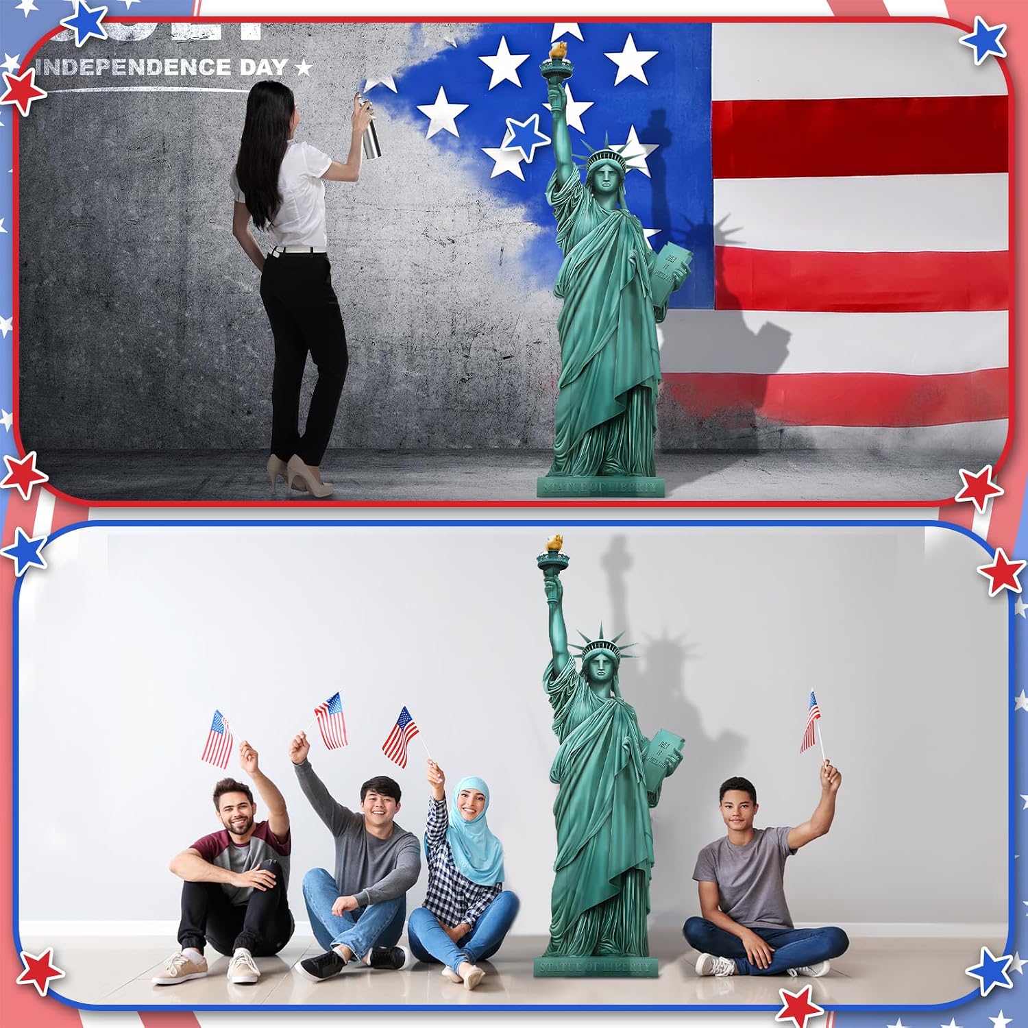 Birchmont 5 ft Statue of Liberty Cutout New York Themed Party Decoration, Green