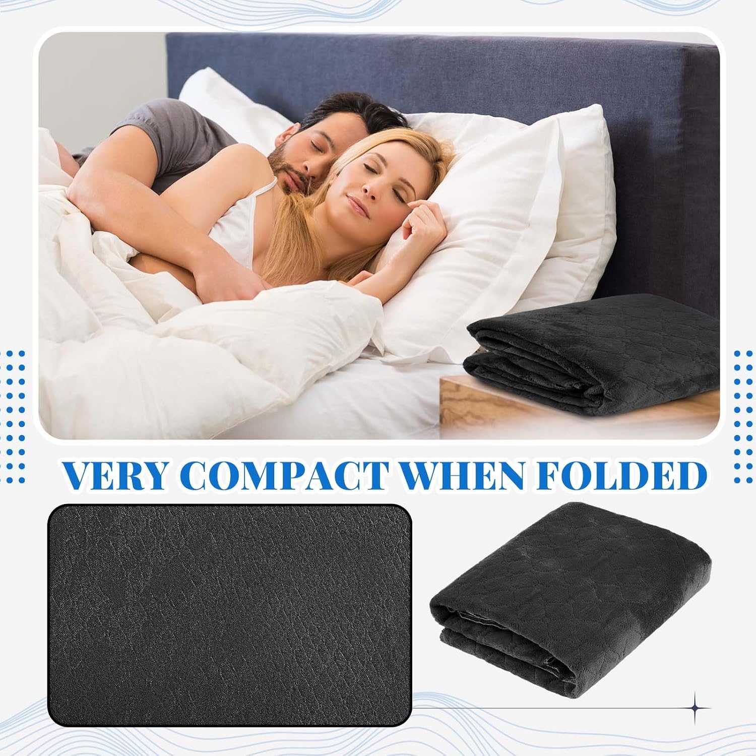 Tanglewick 54 x 34 Inch Couple Waterproof Mat Lover Adult Blanket, Black, 1 Pcs
