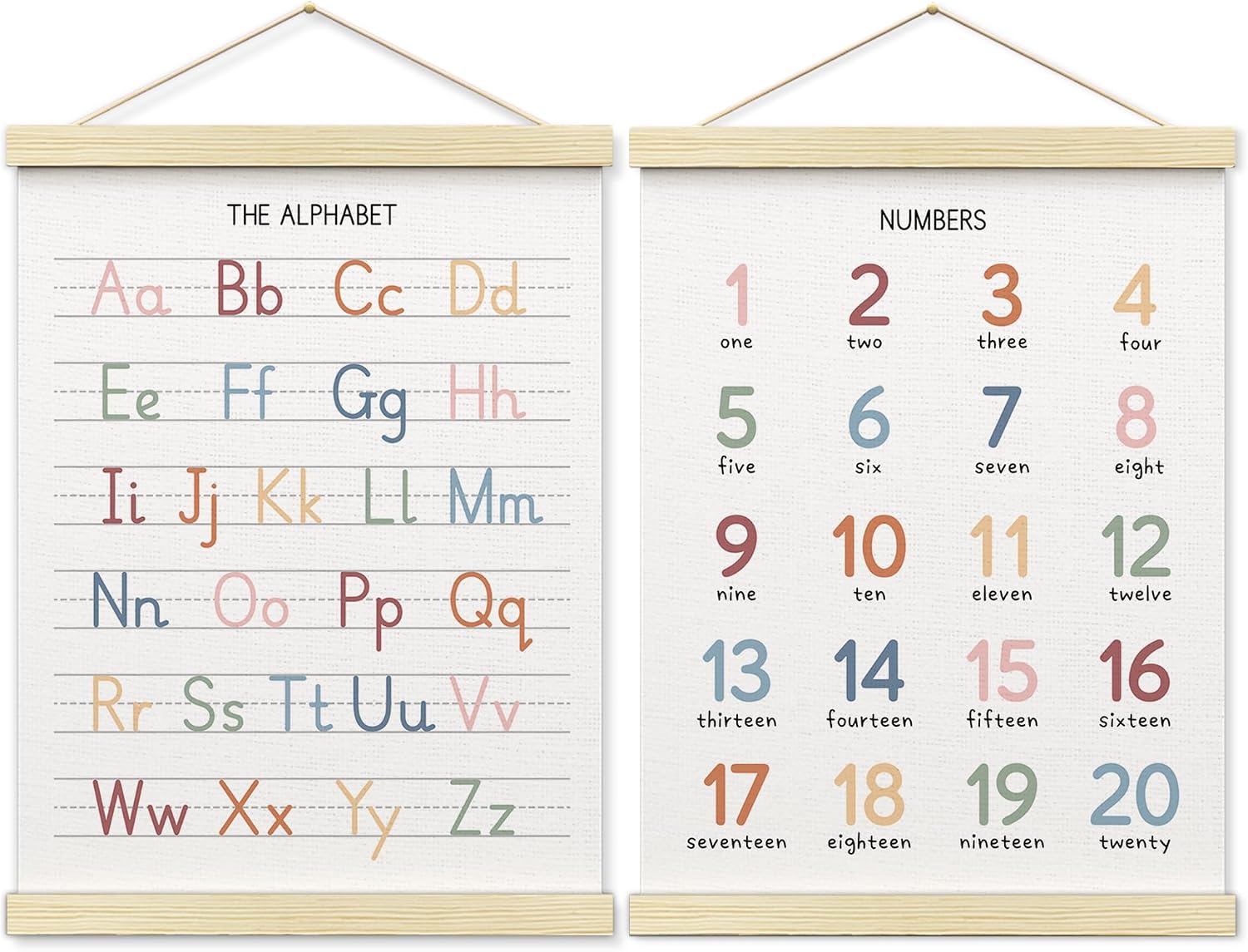 Aldernest Numbers alphabet poster for Nursery Toddlers, Play Room Wall Decor, 16"L x 12"W