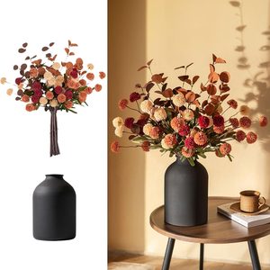 Ashenby Faux Flowers Table Centerpiece for Dining Room, Fall Flower in Vase, 0.96 kg, Burnt Orange