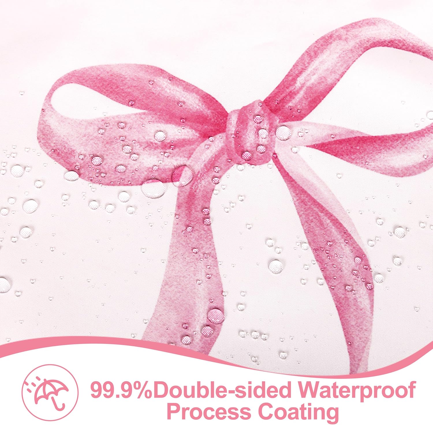 Aldernest Girls Pink Bow Shower Curtain with Scalloped for Preppy Bathroom Decor, 0.66 kg, 72"W x 72"L (Pack of 1)