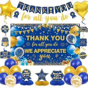 Ashenby Blue Gold We Appreciate You Banner Decorations, Blue, Gold, 25 Count