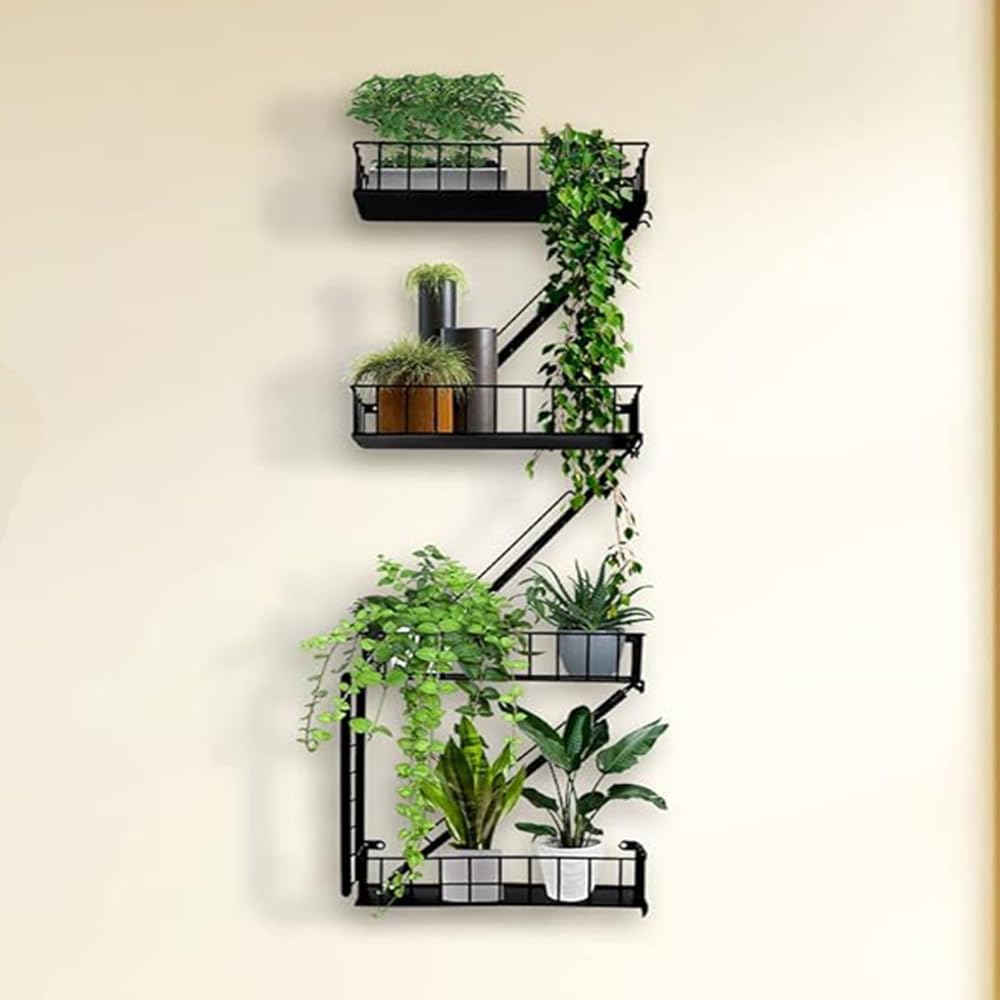 NestoraHome Fire Escape Wall Shelf - 4-Tier Trinket & Action Figure Display with Screwdriver & Screws