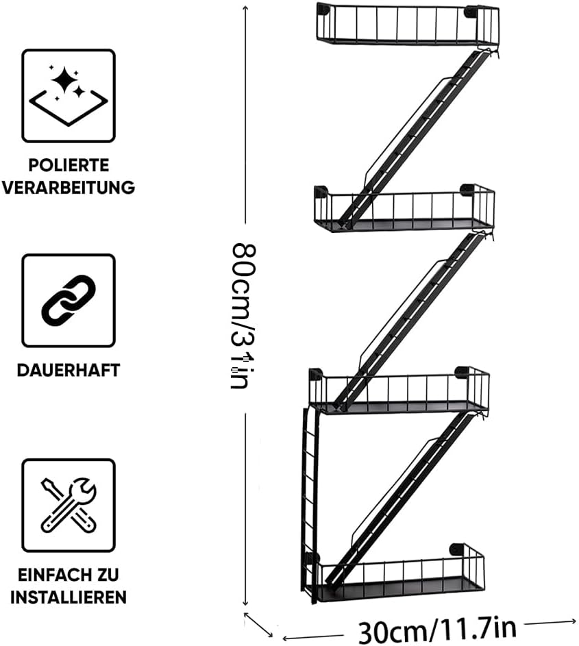 NestoraHome Fire Escape Wall Shelf - 4-Tier Trinket & Action Figure Display with Screwdriver & Screws