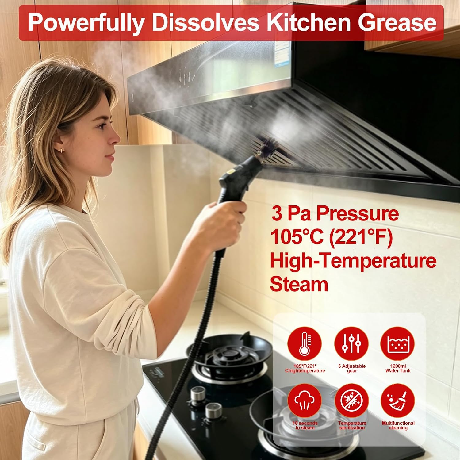 Fernhollow Steam Cleaner, Portable Pressurized Steamer for Cleaning with 14pcs Accessories, 2.03 kg