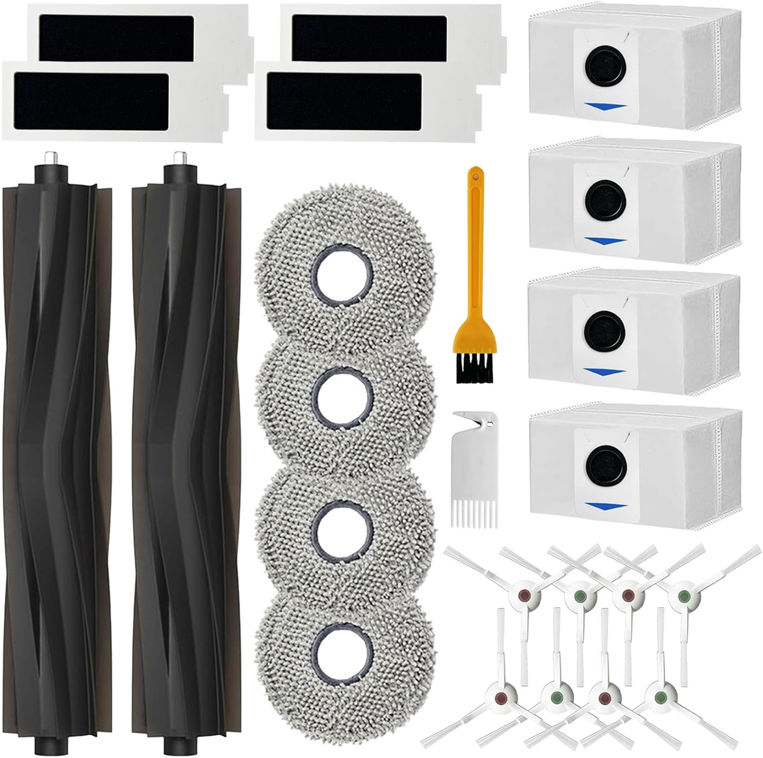 Ashenby 24 Pack Replacement Parts for ECOVACS Deebot T20 Omni / T20 Max / T20 Pro Robot Vacuum, Includes Main brushes, HEPA filter, Mop pad