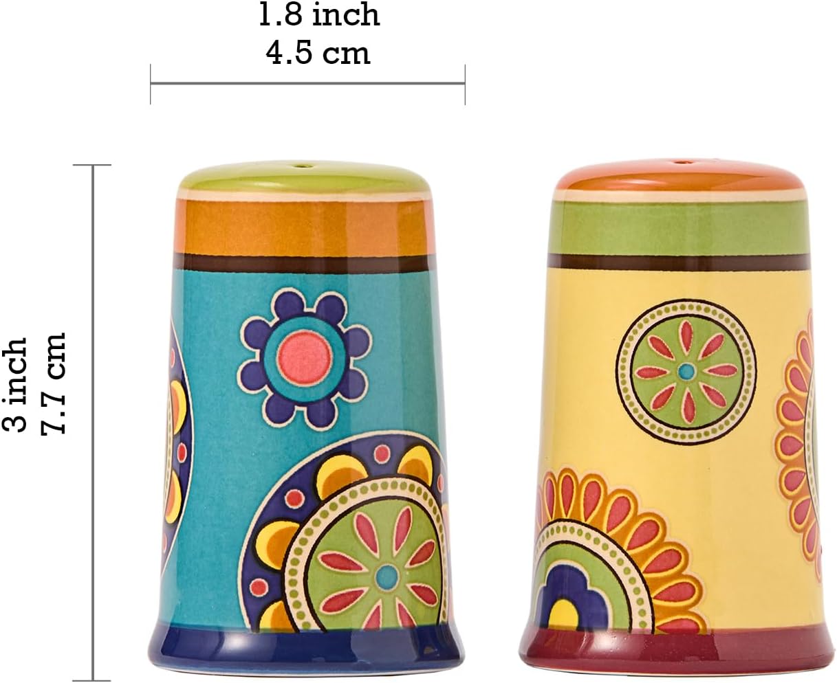 Aldernest Tunisian Ceramic Salt & Pepper Shaker Set, for Kitchen or Decor, 0.21 kg