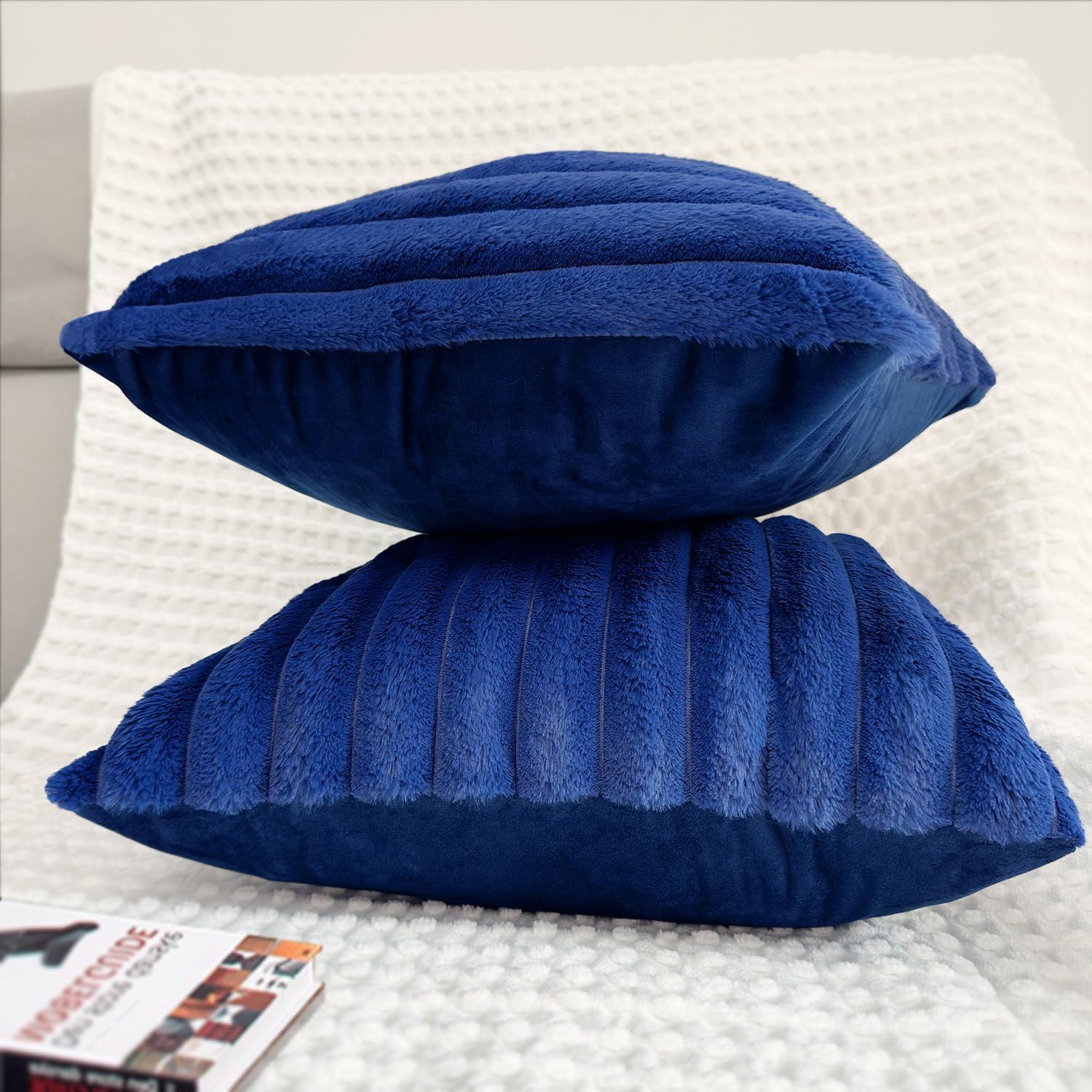 Aldernest 2 Pack 26x26 Pillow Cover Velvet Pillow Covers, Navy Blue
