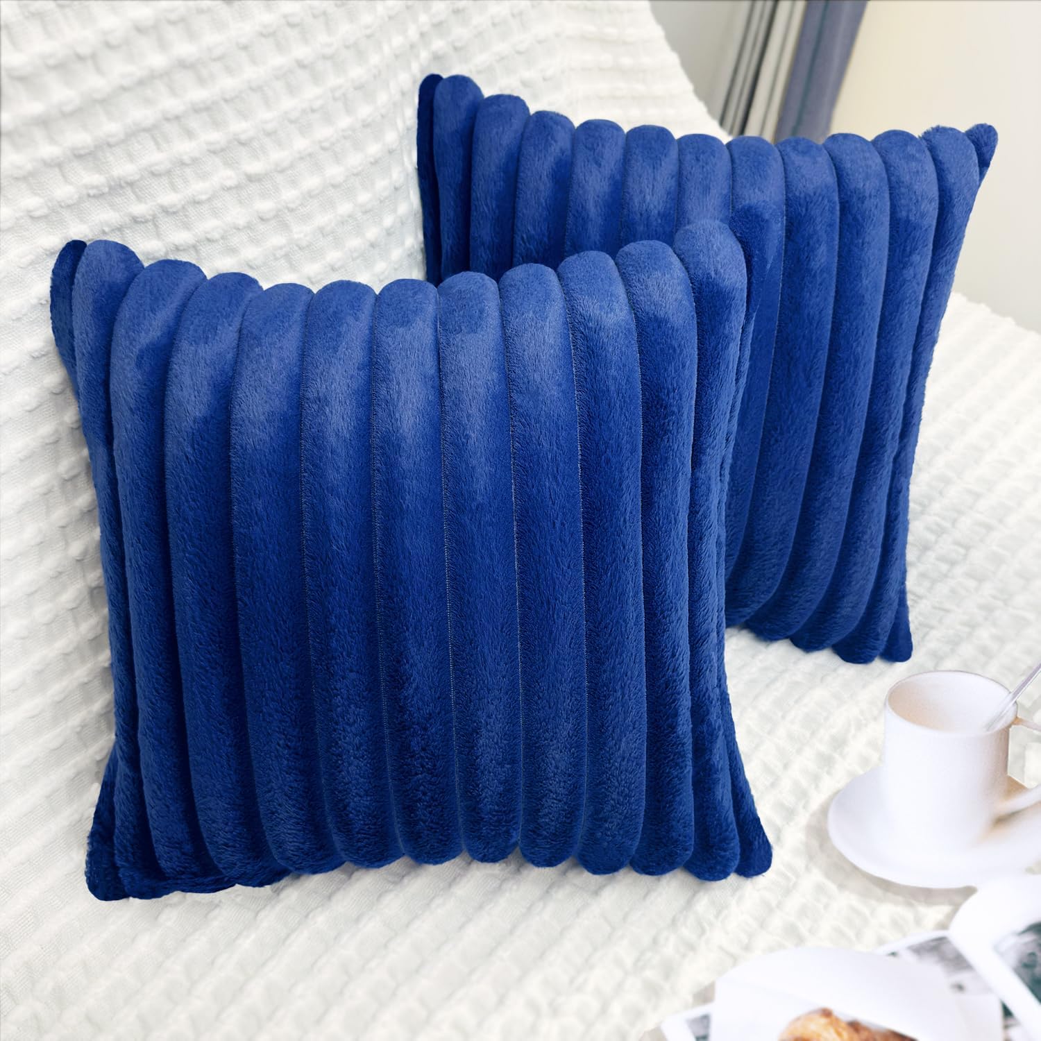 Aldernest 2 Pack 26x26 Pillow Cover Velvet Pillow Covers, Navy Blue