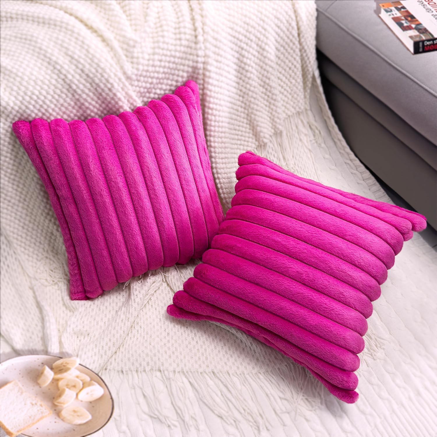 Aldernest 2 Pack 26x26 Pillow Cover Velvet Pillow Covers, Hot Pink